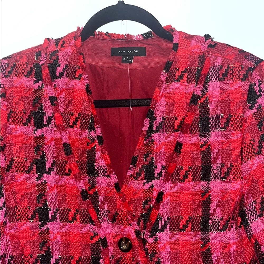 Ann Taylor Tweed Houndstooth Cardigan Jacket Size 4 NWT - Picture 8 of 14